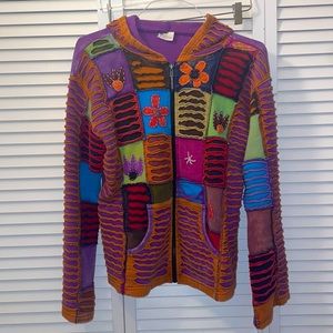 Vintage Boho Patchwork Zip-Up Hoodie